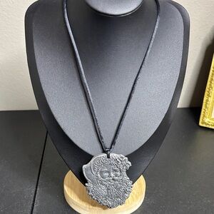 Men's Santa Pendant Necklace on Black Cord